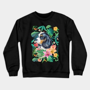 Tropical Tri-color Cavalier King Charles Spaniel Crewneck Sweatshirt